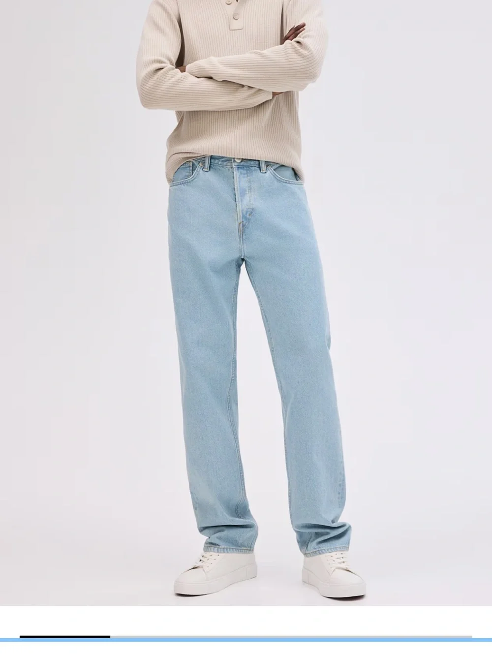 H&M Relaxed Light Blue Straight-Leg Men's Jeans